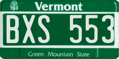 VT license plate BXS553