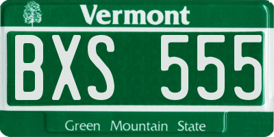 VT license plate BXS555