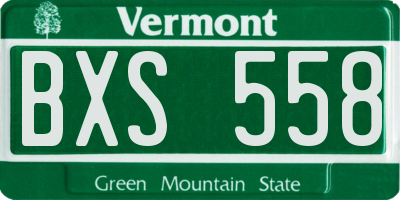VT license plate BXS558