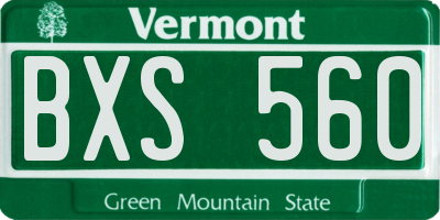 VT license plate BXS560