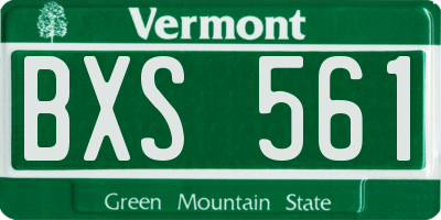 VT license plate BXS561