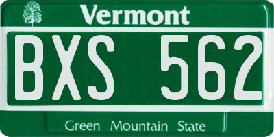 VT license plate BXS562