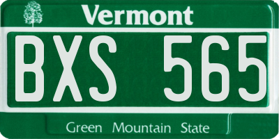 VT license plate BXS565