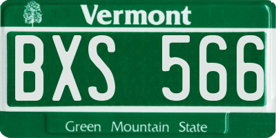 VT license plate BXS566