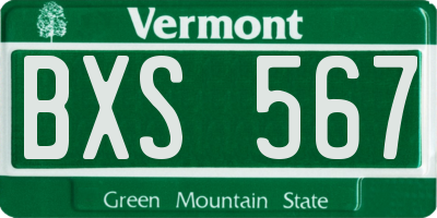 VT license plate BXS567