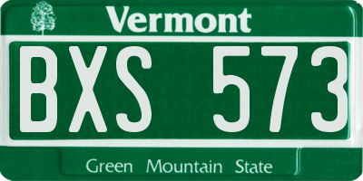 VT license plate BXS573
