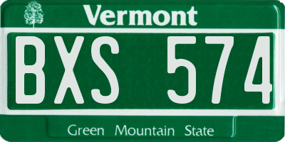 VT license plate BXS574