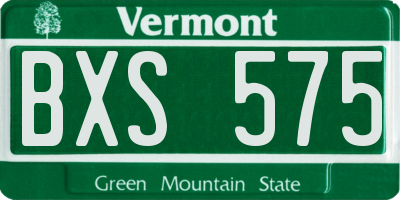 VT license plate BXS575