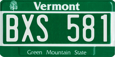 VT license plate BXS581