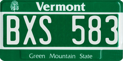 VT license plate BXS583