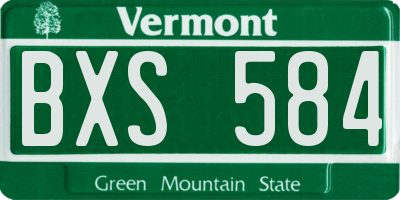 VT license plate BXS584