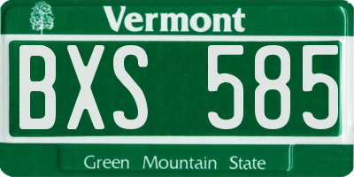VT license plate BXS585