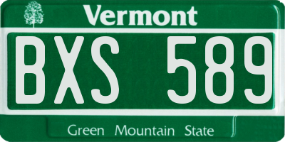 VT license plate BXS589