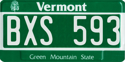 VT license plate BXS593