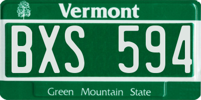 VT license plate BXS594