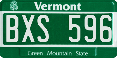 VT license plate BXS596
