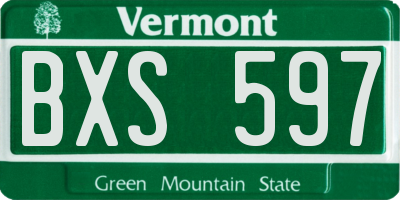 VT license plate BXS597