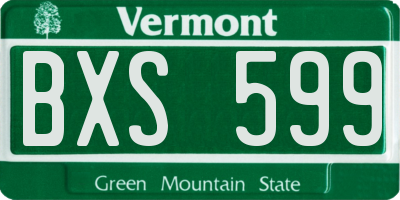 VT license plate BXS599