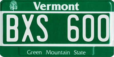 VT license plate BXS600