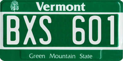 VT license plate BXS601