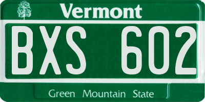 VT license plate BXS602