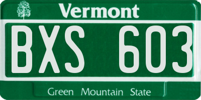 VT license plate BXS603