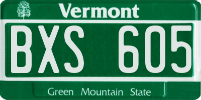 VT license plate BXS605