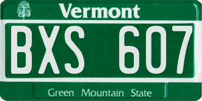 VT license plate BXS607