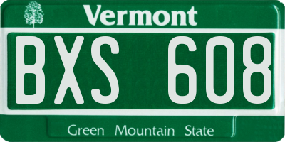 VT license plate BXS608