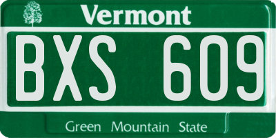 VT license plate BXS609