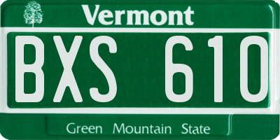 VT license plate BXS610