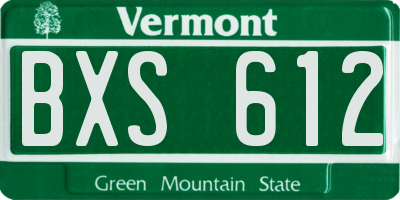 VT license plate BXS612