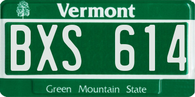 VT license plate BXS614