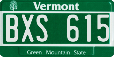 VT license plate BXS615