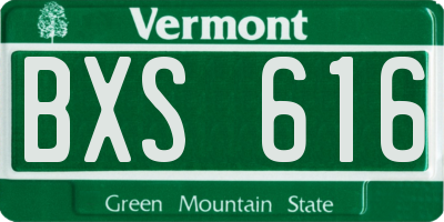 VT license plate BXS616