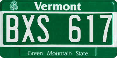 VT license plate BXS617
