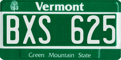 VT license plate BXS625