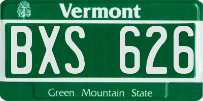 VT license plate BXS626