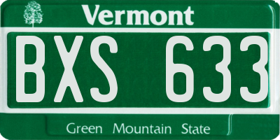 VT license plate BXS633