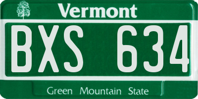 VT license plate BXS634