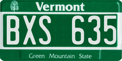 VT license plate BXS635