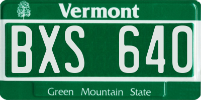 VT license plate BXS640