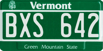 VT license plate BXS642
