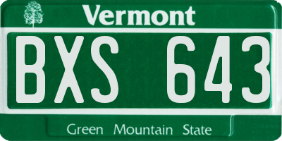 VT license plate BXS643