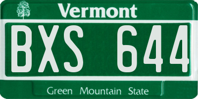 VT license plate BXS644