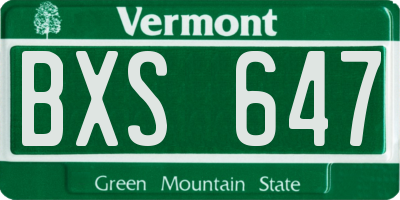 VT license plate BXS647