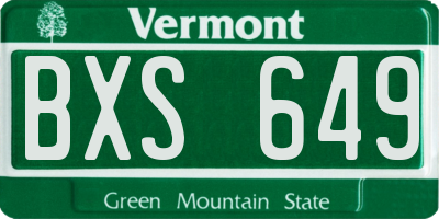 VT license plate BXS649