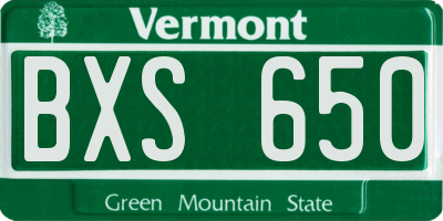 VT license plate BXS650