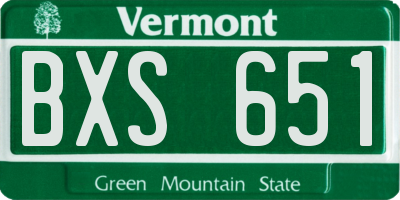 VT license plate BXS651