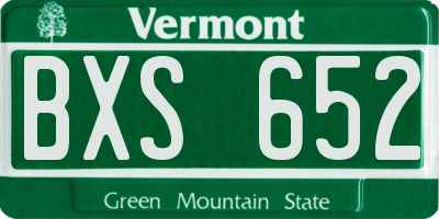 VT license plate BXS652